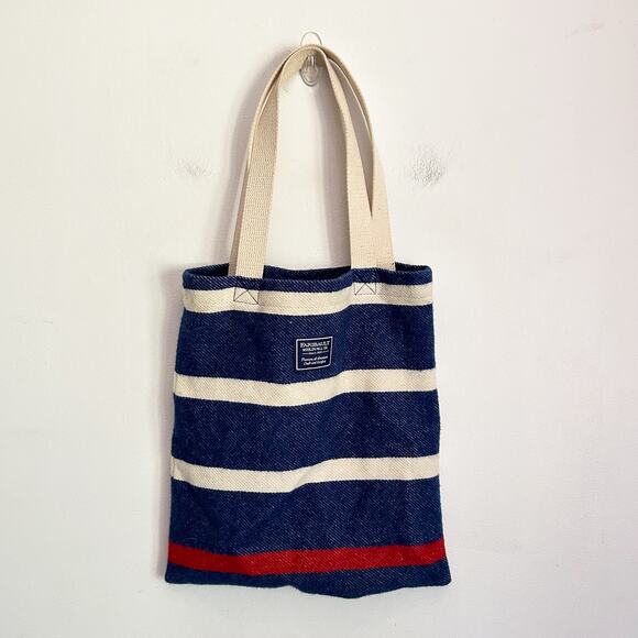 Faribault Woolen Mill Company Handbags - Faibault Wool Striped Bag Blue